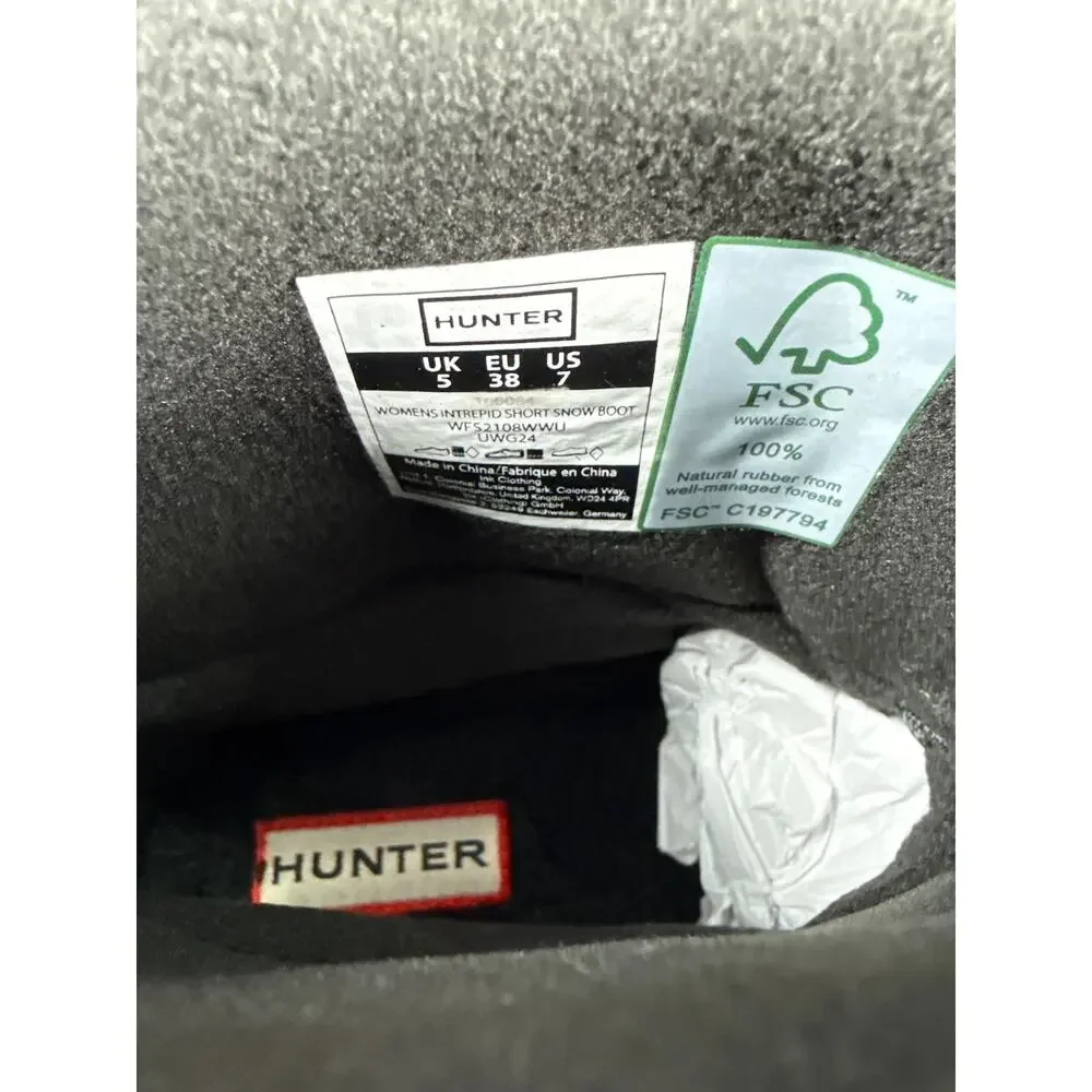 Hunter Intrepid Short Snow Boots Womens 7 Black‎ Waterproof Insulated Pull On